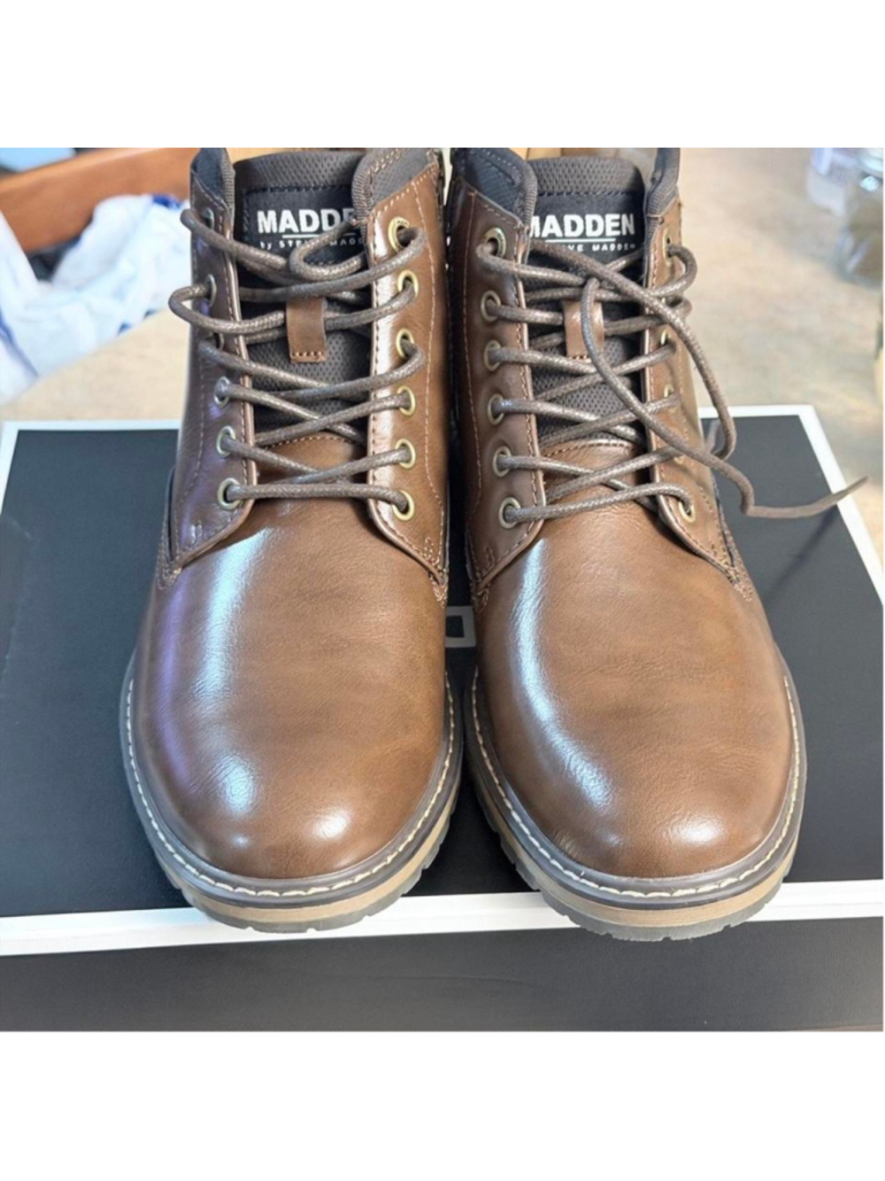 brown leather ankle boots #madden #leather